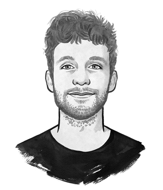 Illustration of Vincent Visschedijk, full-stack developer at De Correspondent