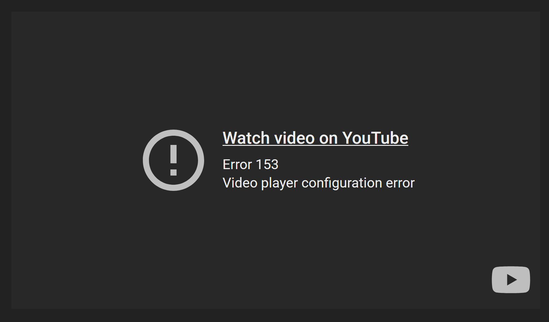 YouTube&rsquo;s no-cookie embed blocks playback with error 153 when no referrerpolicy attribute is provided that gives out its origin domain.